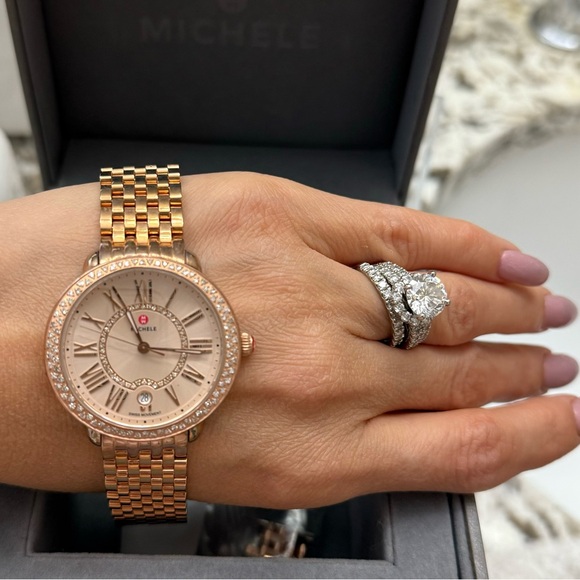 Michele mid Serein 16 real Diamonds Rose gold rare limited edition - Picture 6 of 12